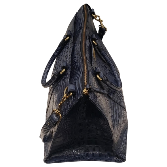 BRAHMIN Duxbury Weekender Leather Travel Bag Blue Melbourne - Picture 15 of 16